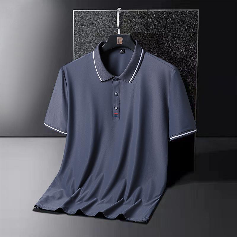Polo Estiva in Seta Ghiaccio da Uomo Taglie Forti Polo a Maniche Corte T-shirt Mezza Manica per Uomo di Mezza Età