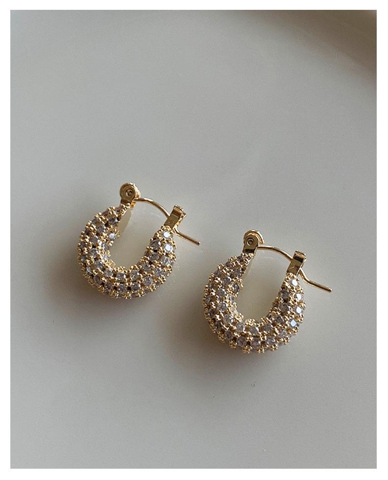 Elegant Zircon U-Shaped Earrings: Luxury Geometric Studs for Women