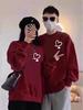 2025 New Couple's American Style Round Neck Loose Print Hoodie with Plus Velvet for Autumn/Winter