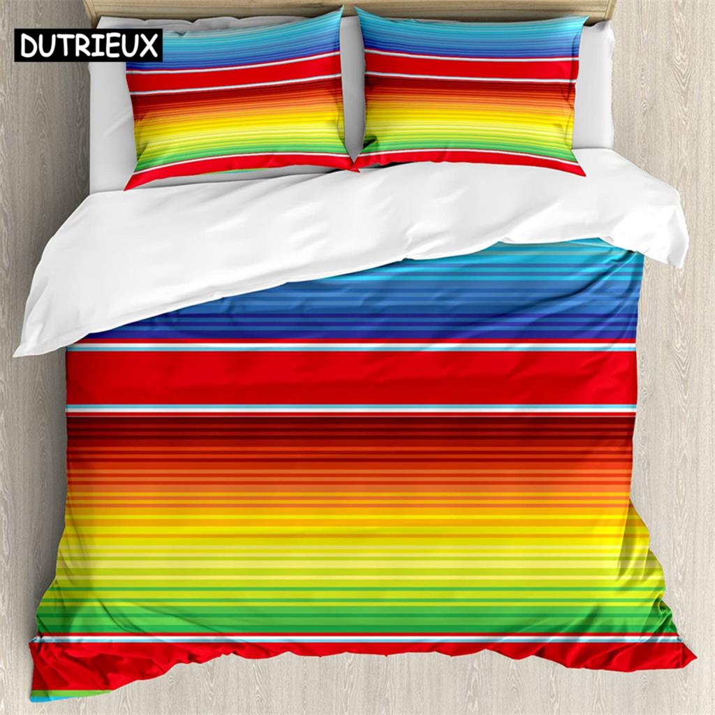 Rainbow pattern 3Pcs Bedding Sets 3D Digital Printing Custom Quilt Duvet Cover Set  Home Queen King Quilt Pillowcase (135x200cm)&set