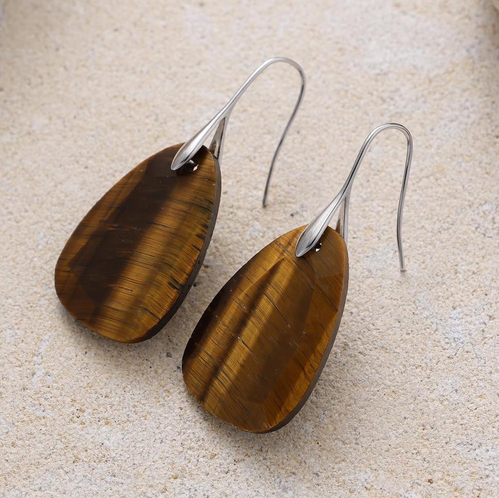 High End Tianhe Stone Pendant Earrings with Elegant Geometric Shapes, Popular European and American Jewelry Accessories