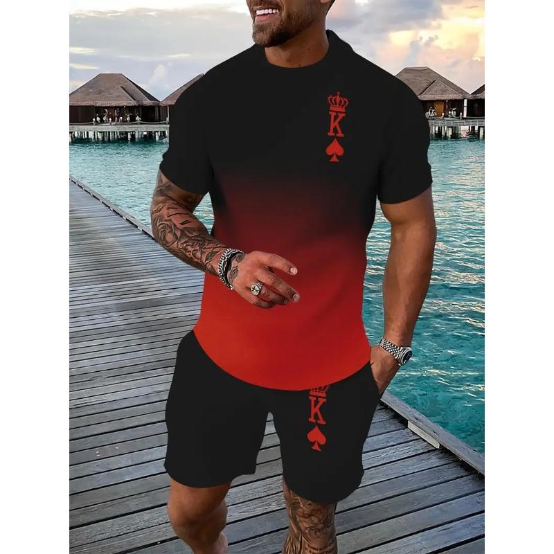 Popular Men's T-shirts Shorts Set 3D Crown King Print Casual Hawaiian Tee Suit Summer Men Women Tracksuit 2 Piece Jogger Outfits
