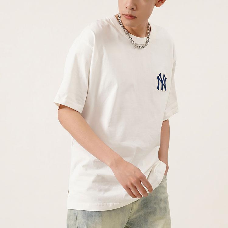 New MLB Old Flower T Shirts Unisex Milk White 3ATSM2023-50CRS