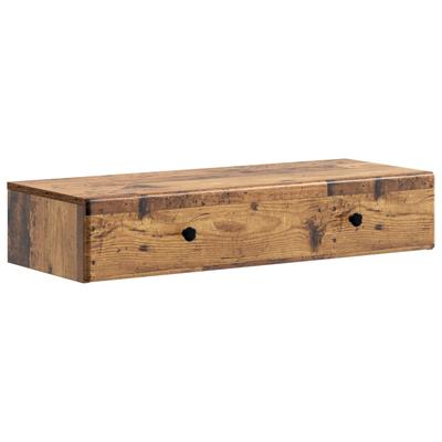 Wall Mounted Side Table Reclaimed Wood Look 87.5 X 34.5 X 17 Cm