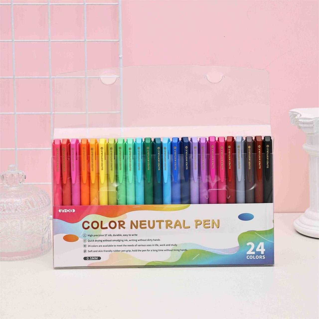 

24pcs Colored Gel Pens for Note Taking Gel Pens Colored Ink Quick Dry Retractable Cute Pen Fine Point 0.5mm for Journal
