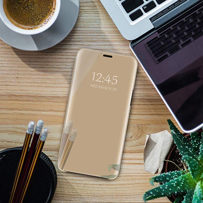 Luxusné tenké priehľadné puzdro Smart Mirror Case Magnetic Flip Stojan na telefón pre Huawei Samsung Xiaomi