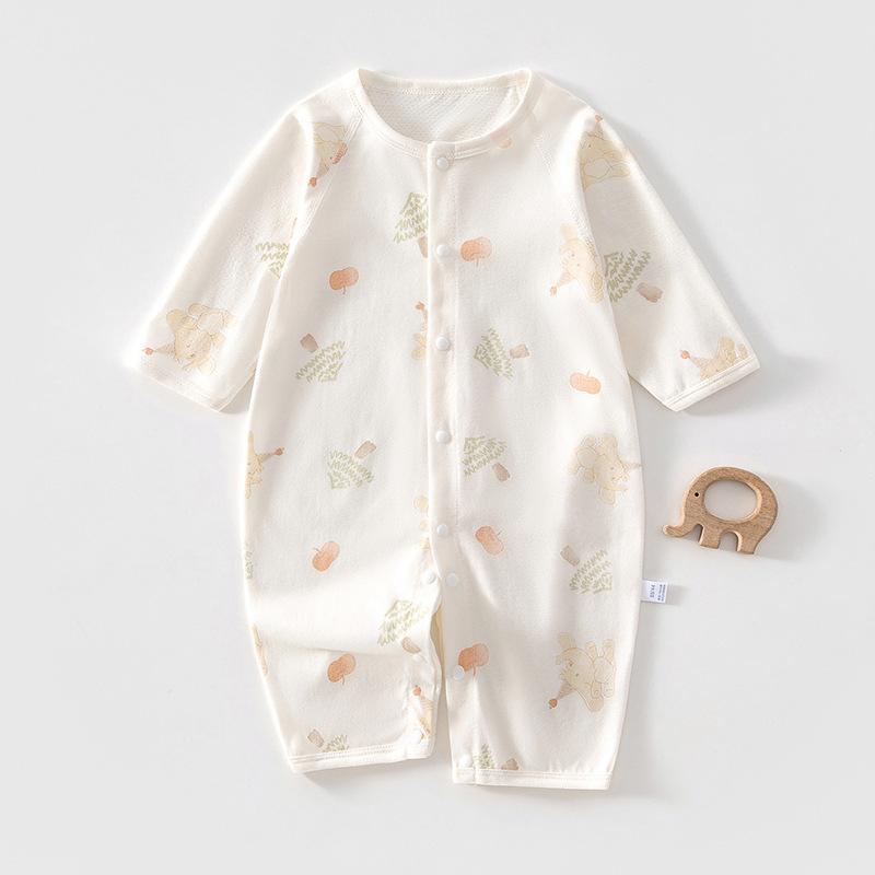 Baby Long Sleeve Romper Summer Cotton Mesh Breathable Newborn Infant Onesie Lightweight Sleepwear Crawling Clothes