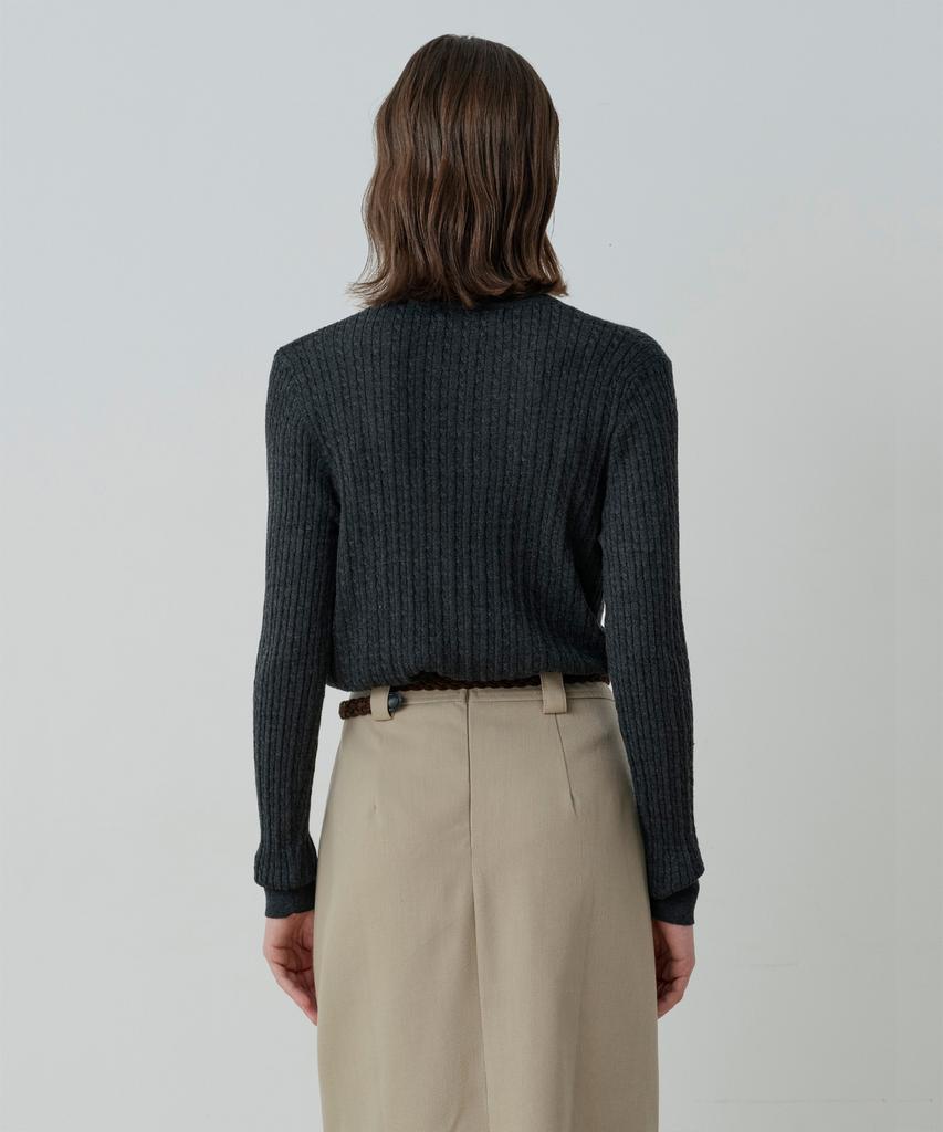 LE STUDIO Daily Cable Henley Long Sleeve (Ch)
