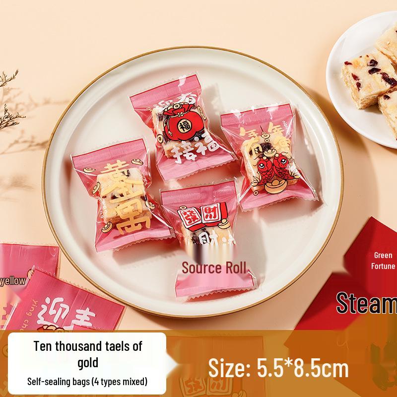 Snowflake Nougat Candy Sealing Bags for Cookies, Biscuits, Toffee, and Baking.