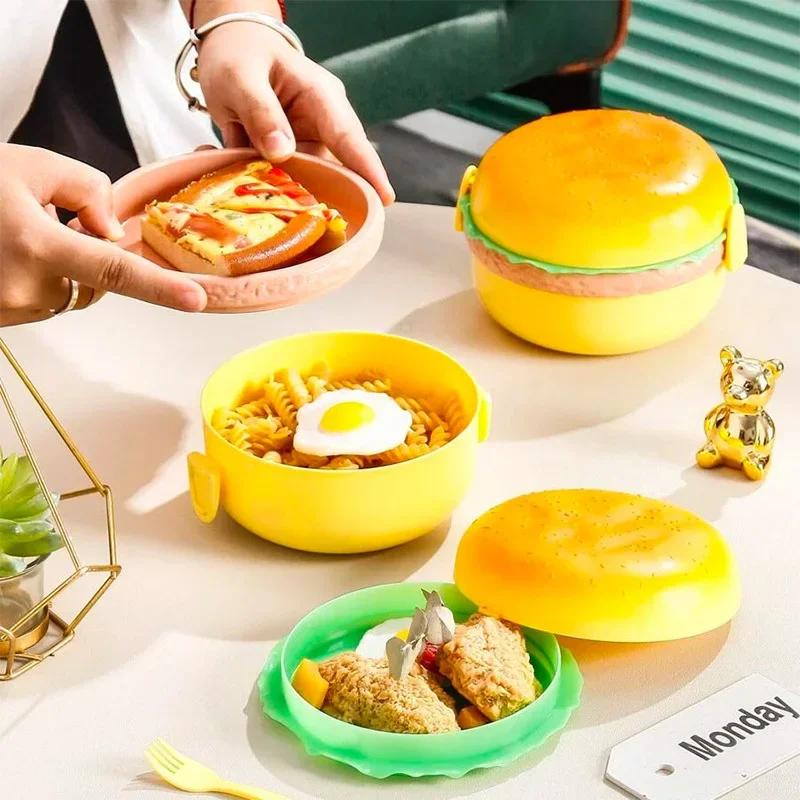 Fashion Hamburger Shaped Plastic Lunch Box - Portable Food Container for Healthy Meals On the Go