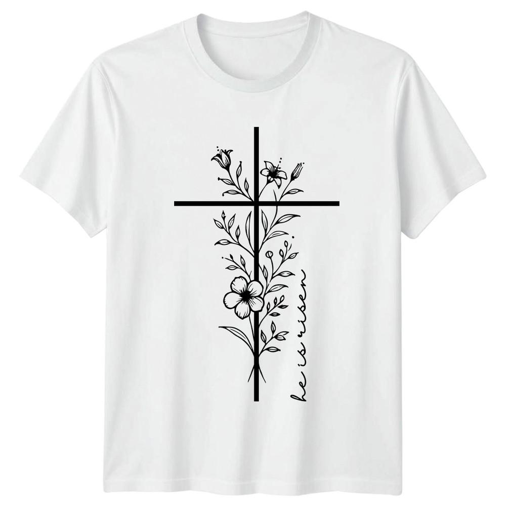 He Is Risen TShirt Botanical Flower Christian Faith Easter Gift For Him And Her S
