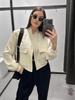 2026 Elegant Solid Streetwear Jacket Women Long Sleeve Button Slim Cropped Coat Female Pockets Design Casual Chic Tops New