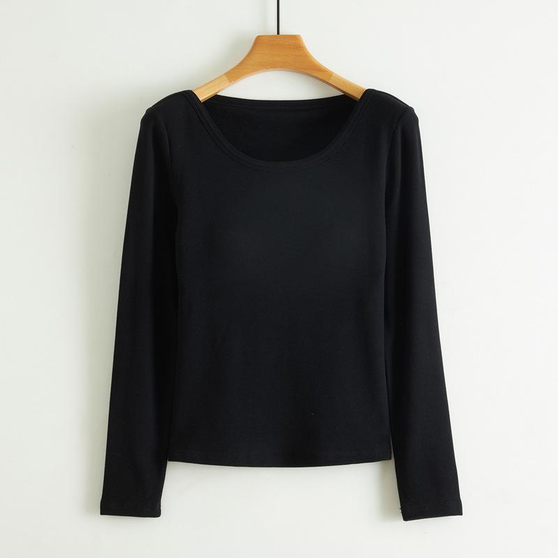 

Женский полосатый бархатный термотоп с длинными рукавами и U-образным вырезом M (95-110 jin) чёрный