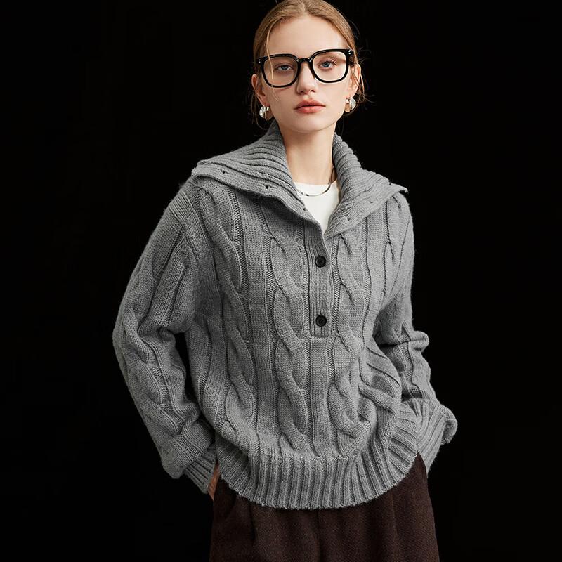 Women's Classic High Neck Cable Knit Pullover Sweater