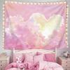 Preppy Pink Cloud Tapestry Wall Hanging, Preppy Room Decor, Pink Clouds Natural Landscape Aesthetic Wall Blanket Decor For Home