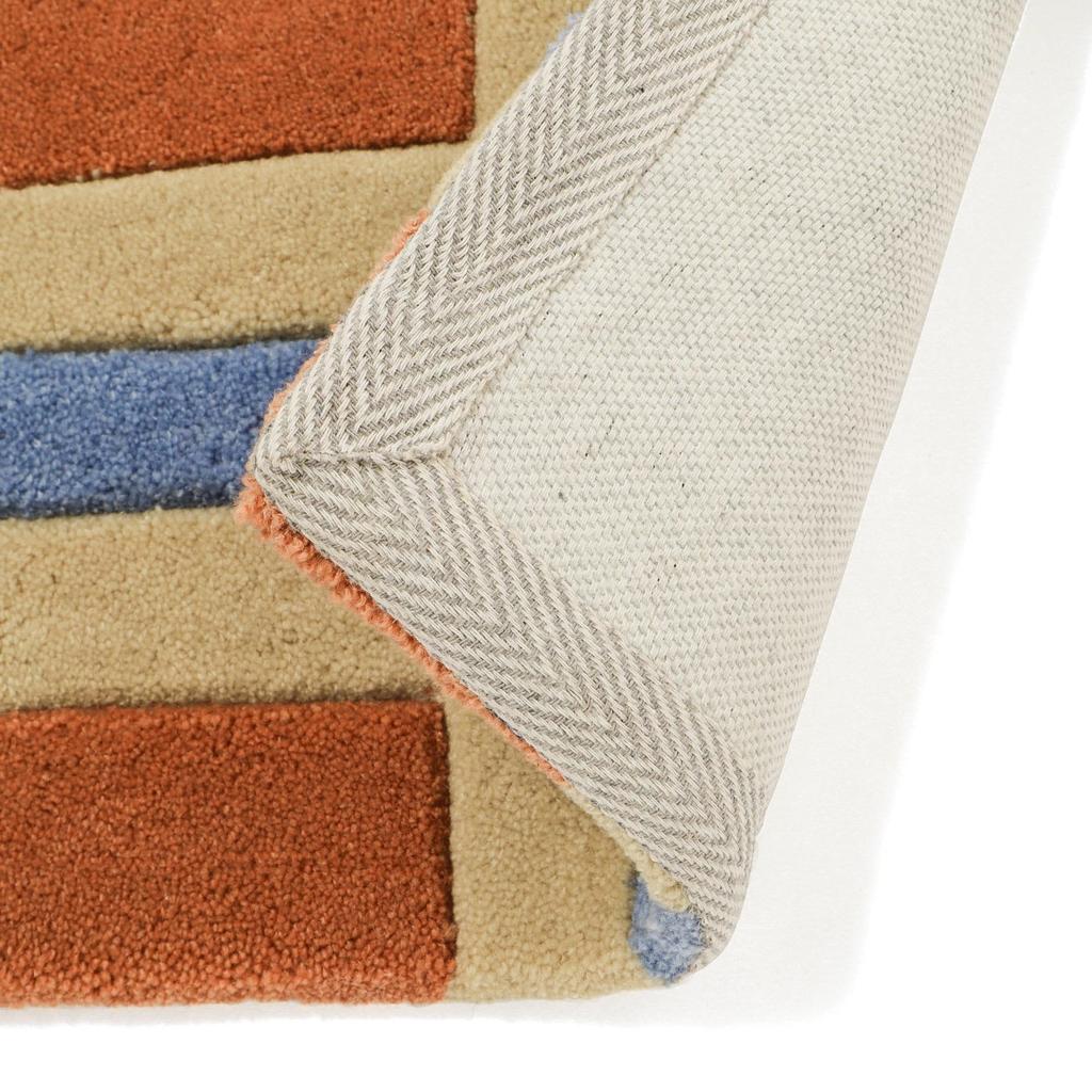 Francfranc Geometry Mat, 80cm x 50cm, Orange x Blue, Compatible with Underfloor Heating and Heated Carpets, Indoor Use, Entrance Mat