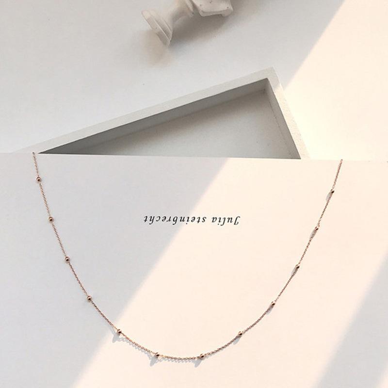 Choker Girl Heart Smile Necklace Korean Slender Interval Small Bead Collarbone Chain Simple Short Neck Strap Collar Neck