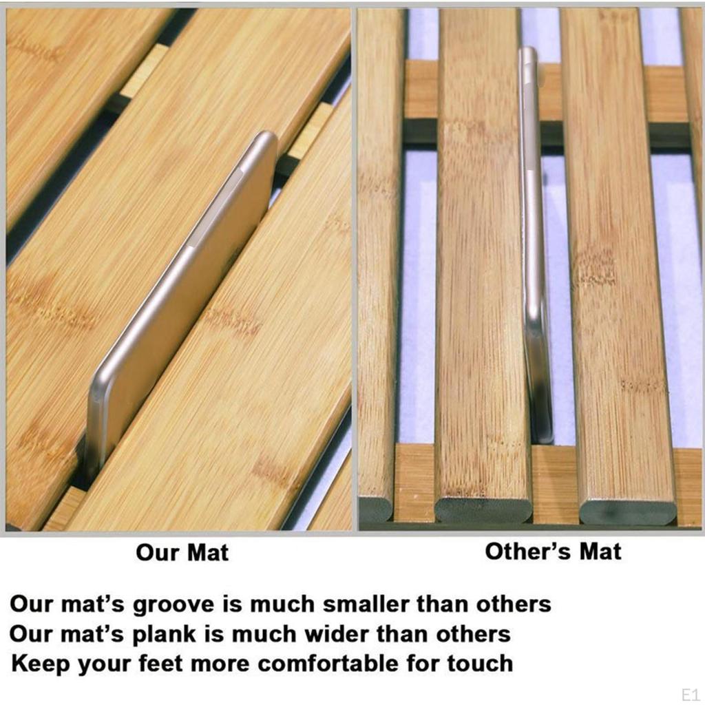 Bamboo Bath Mat Shower Non Slip Versatile Decor Easy To Clean Stylish Heavy Duty Sturdy Bathroom