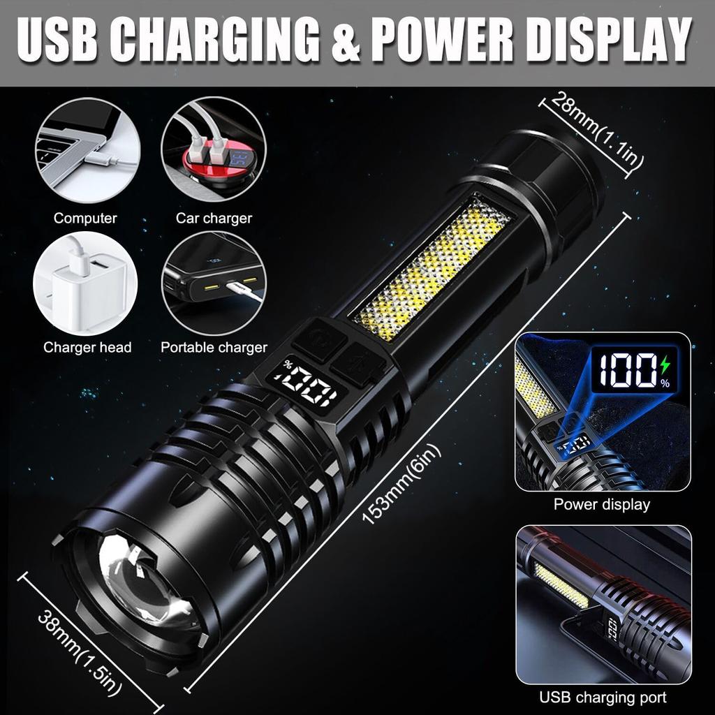 2 Pack Rechargeable LED Flashlights High Lumens Super Bright Flashlight with 5 Modes Waterproof Zoomable Powerful Torches