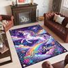 Alfombra de Suelo de Terciopelo de Cristal con Temática de Unicornio, Alfombra Cálida Personalizada con Nombre y Texto, Decoración del Hogar