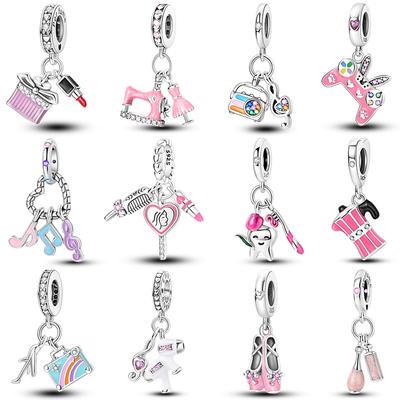 100% Copper Perfume Headphones Pink Princess Daily Charms Beads Fit 3Mmoriginal Bracelet Fine Diy Jewelry