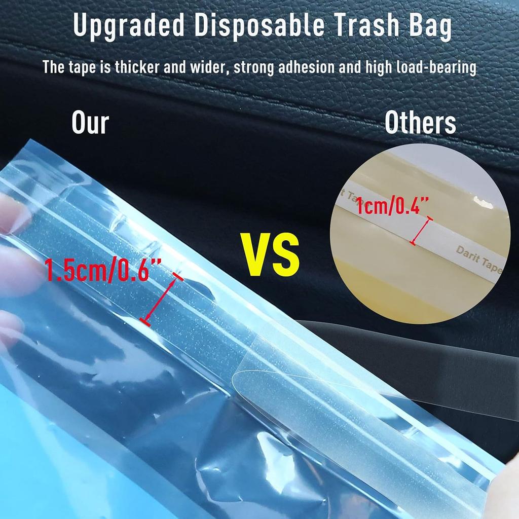 Upgraded Car Trash Bag, 45pcs Easy Stick-On Disposable Car Garbage Bags, Waterproof Leak-proof Vomit Bag, Kitchen Storage Bag, Suitable for Car