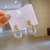 Pinkdudu Vintage Glass Geometric Block Zircon Earrings Trendy Drop Earrings Women Jewelry PD2373