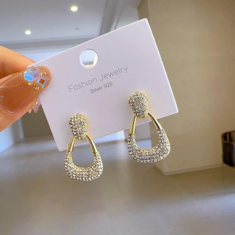 Pinkdudu Vintage Glass Geometric Block Zircon Earrings Trendy Drop Earrings Women Jewelry PD2373