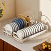 Carbon Steel Dish Storage Rack Space Saving Bowl Drain Stand Kitchen Drawer Rack  Countertop
