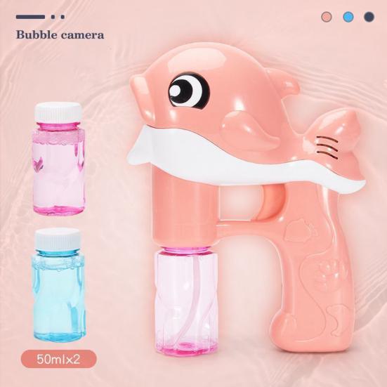 Dolphin Bubble Machine with Light Music Leakproof Kids Handheld Automatic Bubble Maker Shooter Blower Toy Toddlers Boys Girls Christmas Gift