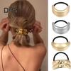 3/4Pcs Hair Rope Golden Metal Decor Hair Tie Cuff High Elasticity Hair Rope Bands Black Hair Accessories Ponytail Holder