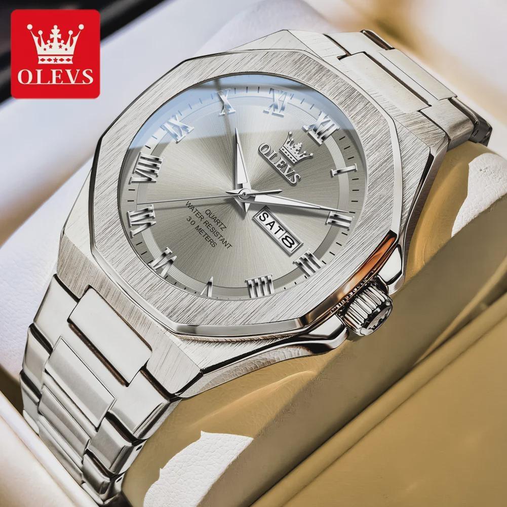 

Men Watch Octagonal Rhombus Design Quartz Movement Butterfly Double Snap Night Light Waterproof Watch срібний/сірий