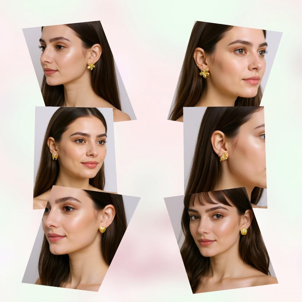 Dainty Thick Stud Earrings for Women Jewelry Irregular Geometric Flower Dangle Stud Earrings For Women Style Random Shipping