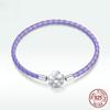 S925 Silver Purple Genuine Leather Lucky Bracelet