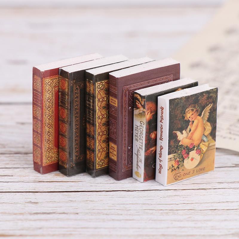 6Pcs/Set 1/12 Dollhouse Miniature Book Model Notebook Doll House Furniture Decor