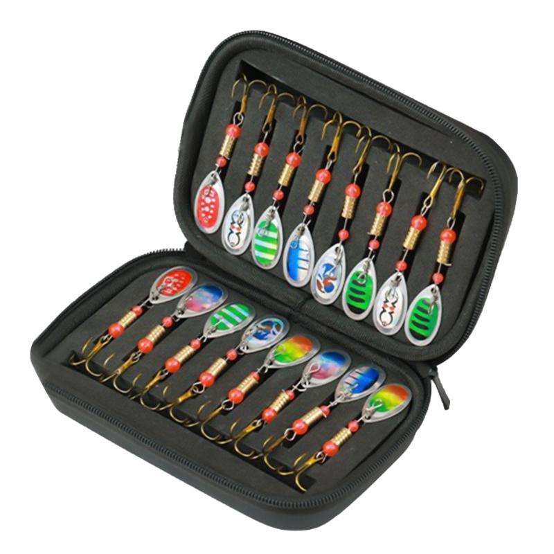 

16pcs Spinner Baits Hard Metal Fishing Lure with Portable Carry Bag for Pike Fishing Lure Trout Lures Fishing Spoon