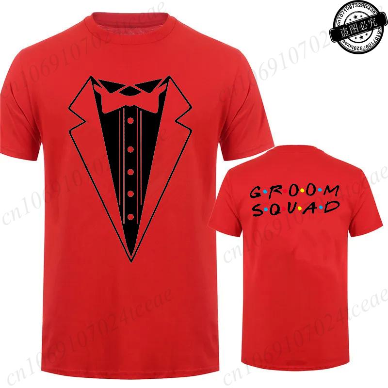 Tuxedo Groomsmen Bachelor Party Wedding TShirts Men Shirt Fashion Male Clothing Friends Theme Party Shirts TShirts for Men