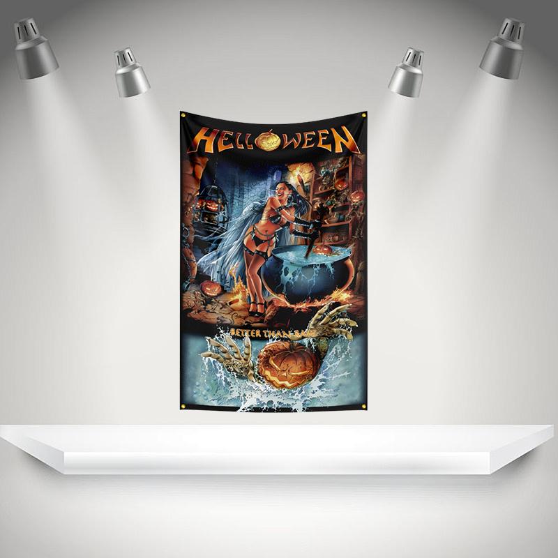 H-HELLOWEEN Flag Rock Music Band Banner HD Printing Tapestry Exhibition, Music Band Fans, Garage Decor