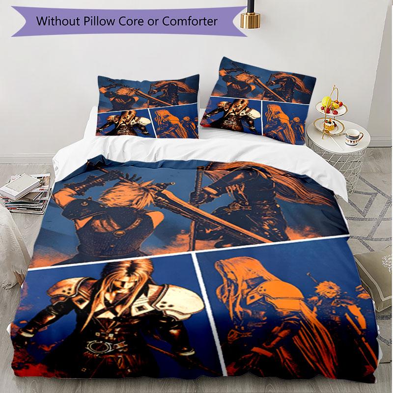 3pcs Duvet Cover Set (1*Duvet Cover + 2*Pillowcase, Without Core), Final Fantasy Print Soft All‑Season Bedding Set, Home Bedroom Decor Gift