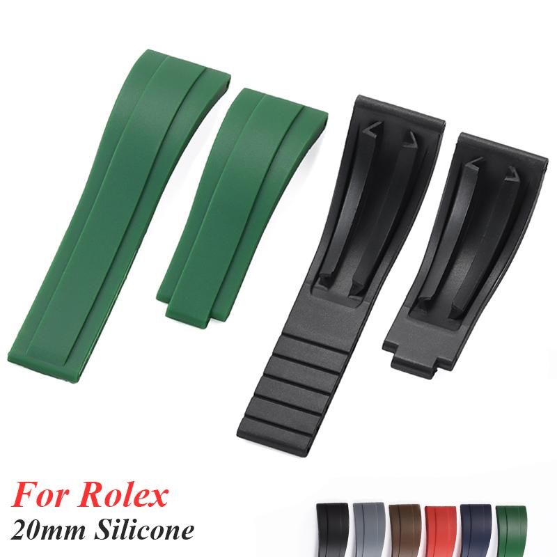 Hochwertiges Gummi-Uhrenarmband für Rolex Armband 20mm Schwarz Blau Wasserdichtes Silikon Uhrenarmband Armband für Daytona Armbänder