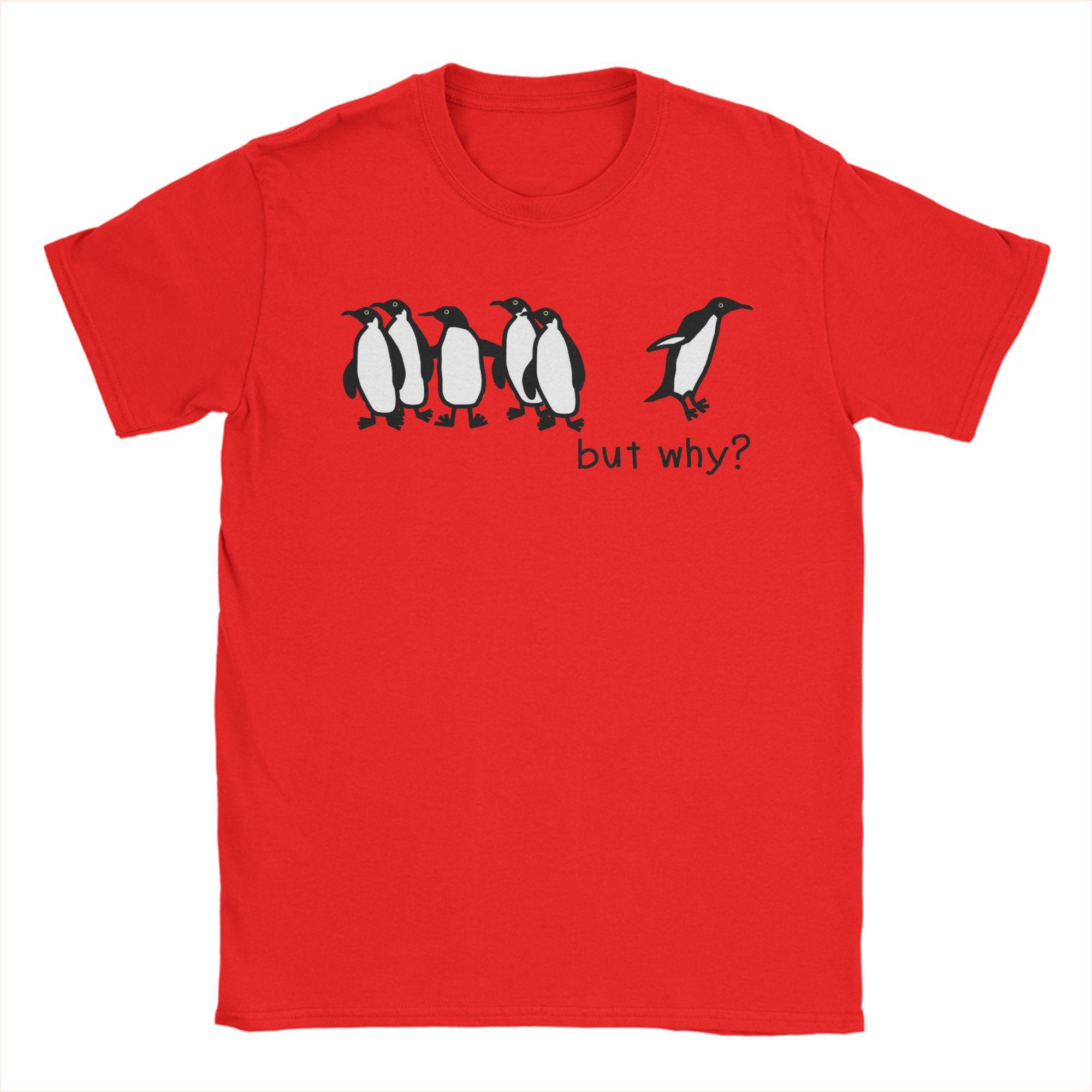

Nihilist Penguin But Why meme TShirt for Unisex Novelty Pure Cotton Tee Shirt Round Collar Short Sleeve T Shirts 6XL Tops S