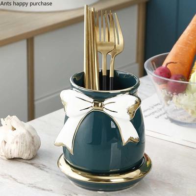 Keramický držák na hůlky, odtokový koš, lžíce, nůž, vidlička, stojan na příbory, kuchyňské nádobí, úložný prostor na hůlky