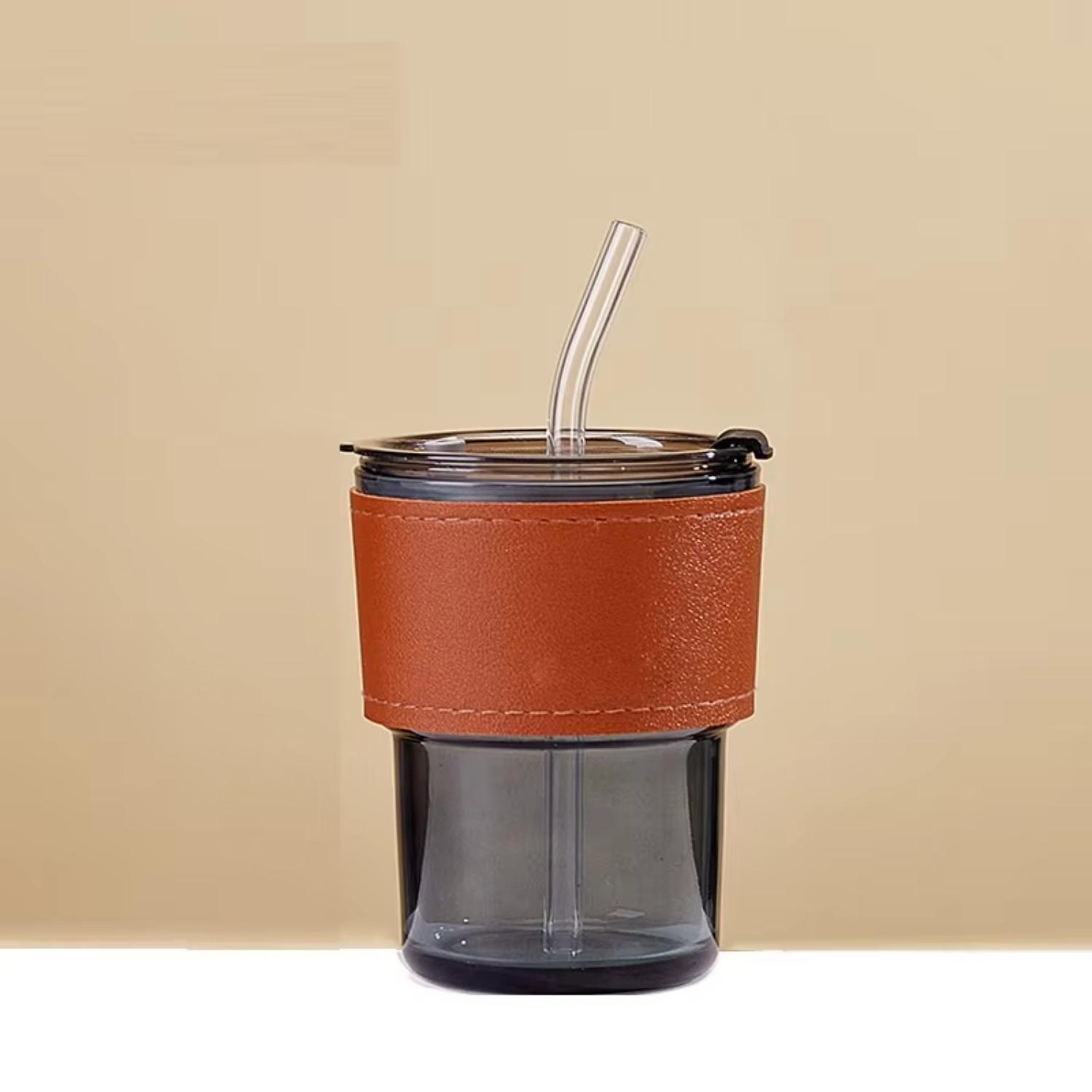 

Многоразовый стакан для чая с молоком, стеклянный стакан для кофе, стеклянный стакан с крышкой и трубочкой 400ml