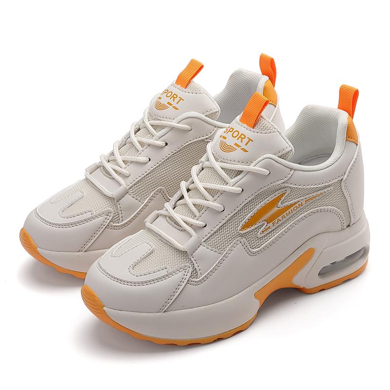 

TUINANLE/женская обувь на платформе, амортизирующая нескользящая прогулочная женская обувь на толстой подошве, дышащие массивные кроссовки 42 оранжевый