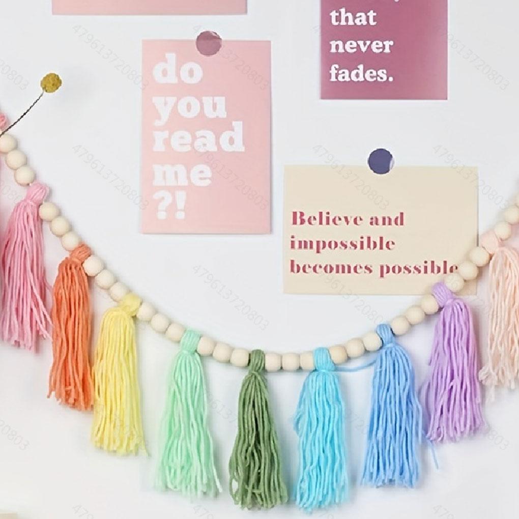 Cotton Tassel Garland Pastel Banner Addition To Nursery Room Girls Bedroom Accessories Easy Hanging