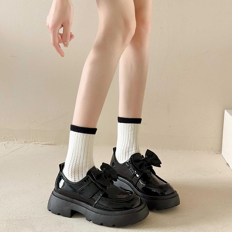 New Women's Single Shoes 2024 Spring Round Toe Butterfly Knot Platform Shoes for Women Fashion Lolita Ladies Mary Janes Shoes