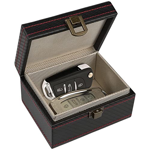 

Чехол для ключей с защитой от ретрансляционной атаки [Маленький] Diyife Премиальная кожа] Защита от ретрансляционной атаки, Коробка для защиты от ретрансляционной атаки, Вместимость 4 ключа от машины, умный к