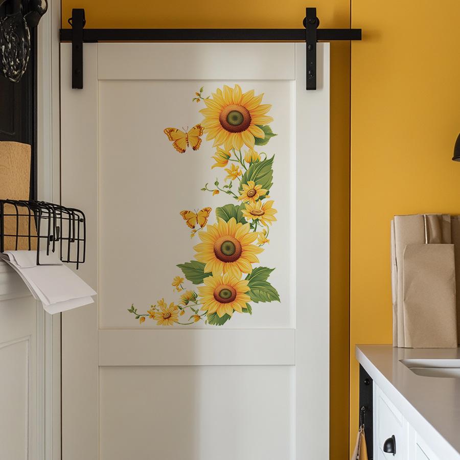 Self Adhesive Yellow Sunflower Cluster Sticker for Home Appliance Easy Peel No Glue
