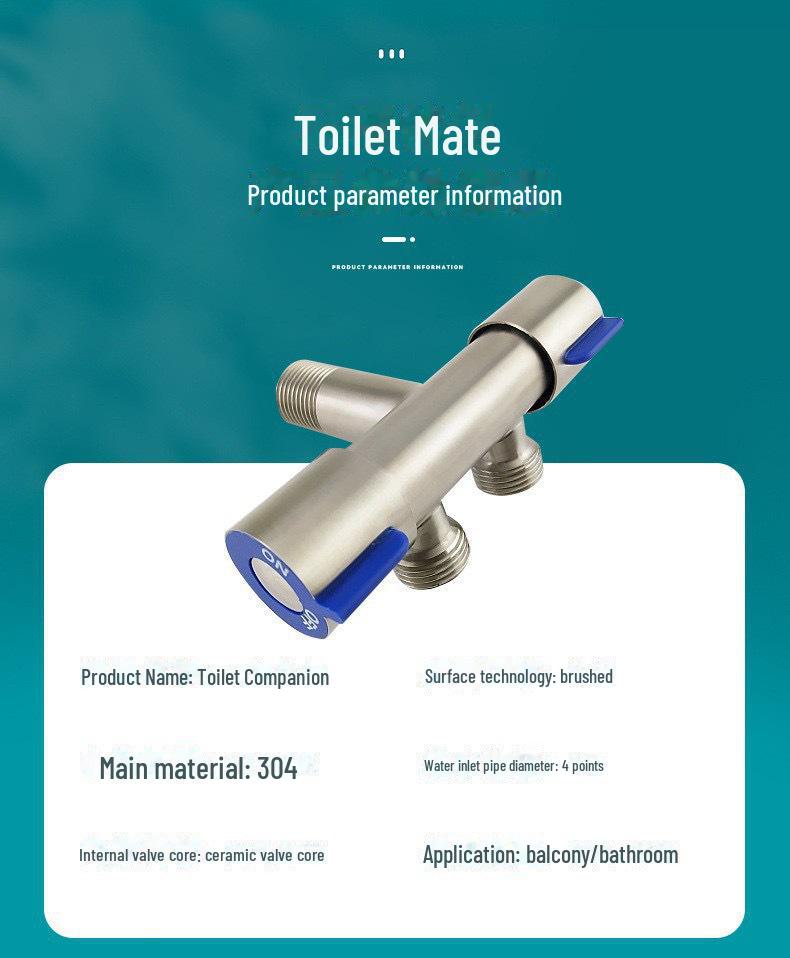 Badezimmer-Bidet-Set aus Edelstahl 304: Eckventil mit zwei Auslässen und Spülspritzpistole