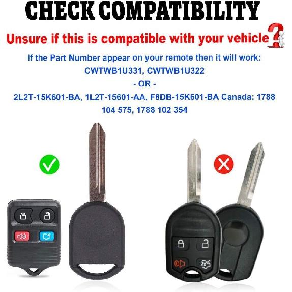 Beefunny Replacement Upgraded Flip Remote Car Key Fob 315MHz 4D63 Chip for Ford Lincoln Mercury FCC ID CWTWB1U345 CWTWB1U331 CWTWB1U322 GQ43VT11T